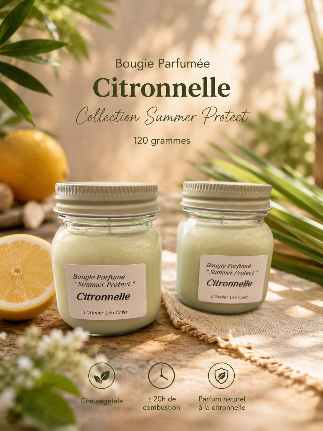 Bougie +/-120g Citronnelle