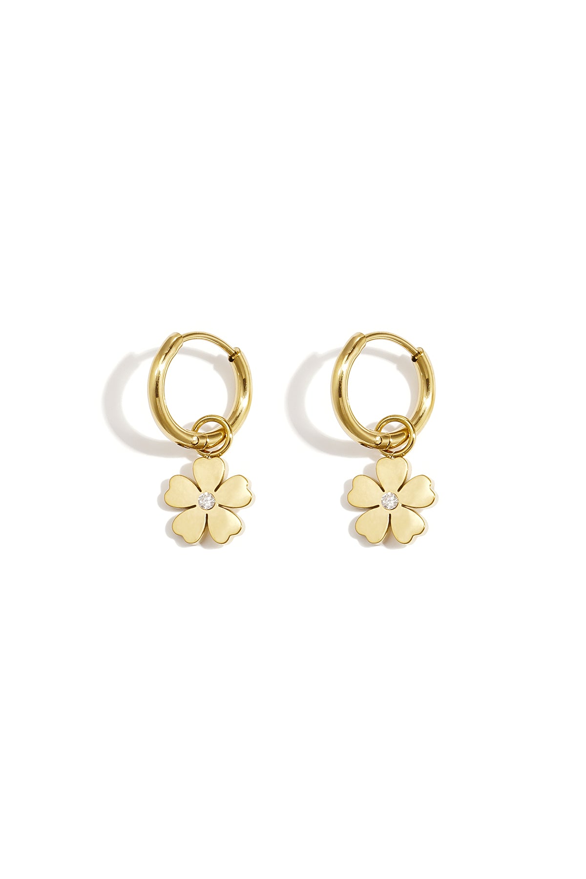 Boucles d'oreilles pendantes en acier inoxydable, motif floral, collection Daily Simple, bijoux pour femmes