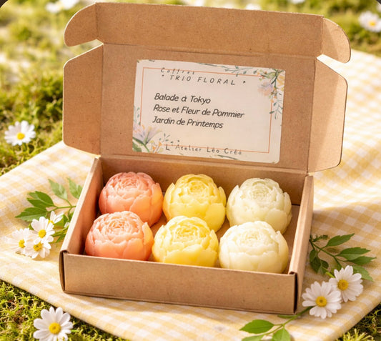 Coffret Trio Floral (6 fondants parfumé 3 parfums) 120g de cire
