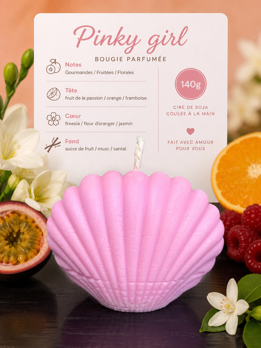 Bougie moulée 140g de cire parfum  Pinky Girl